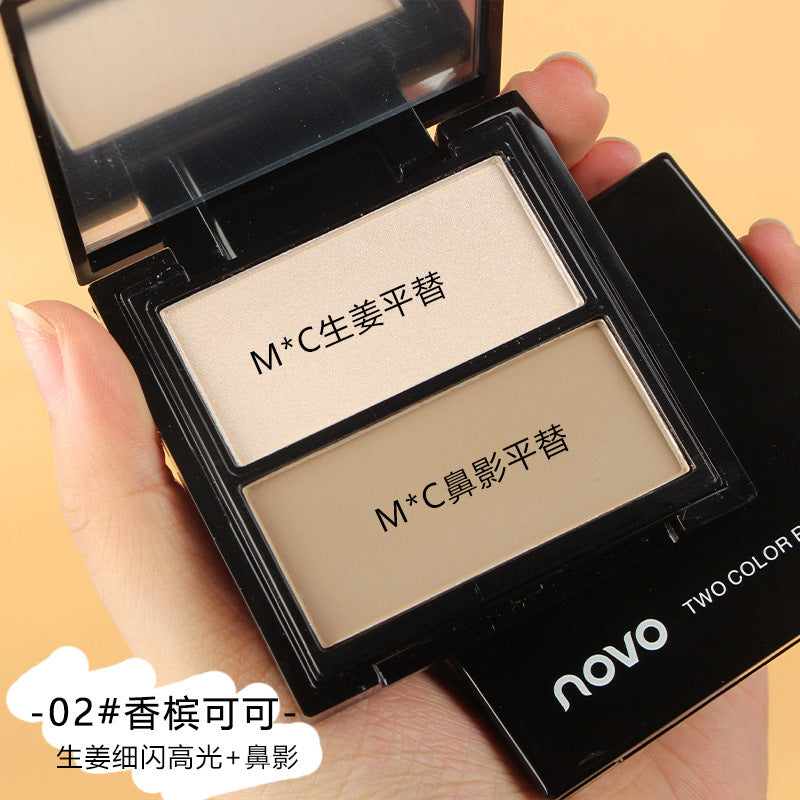 Novo 3d sculpting duo contour palette - highlight & contour all-in-one for face, nose, and shadow
