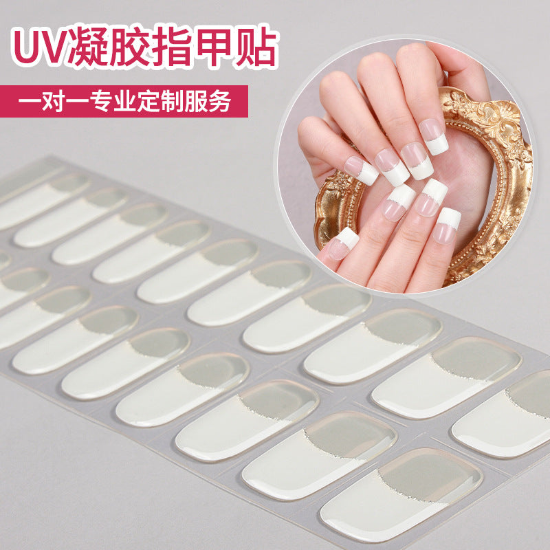 Zhengxiang personalized french gel manicure stickers uv phototherapy semi-cured gel nail stickers gel nail manicure stickers