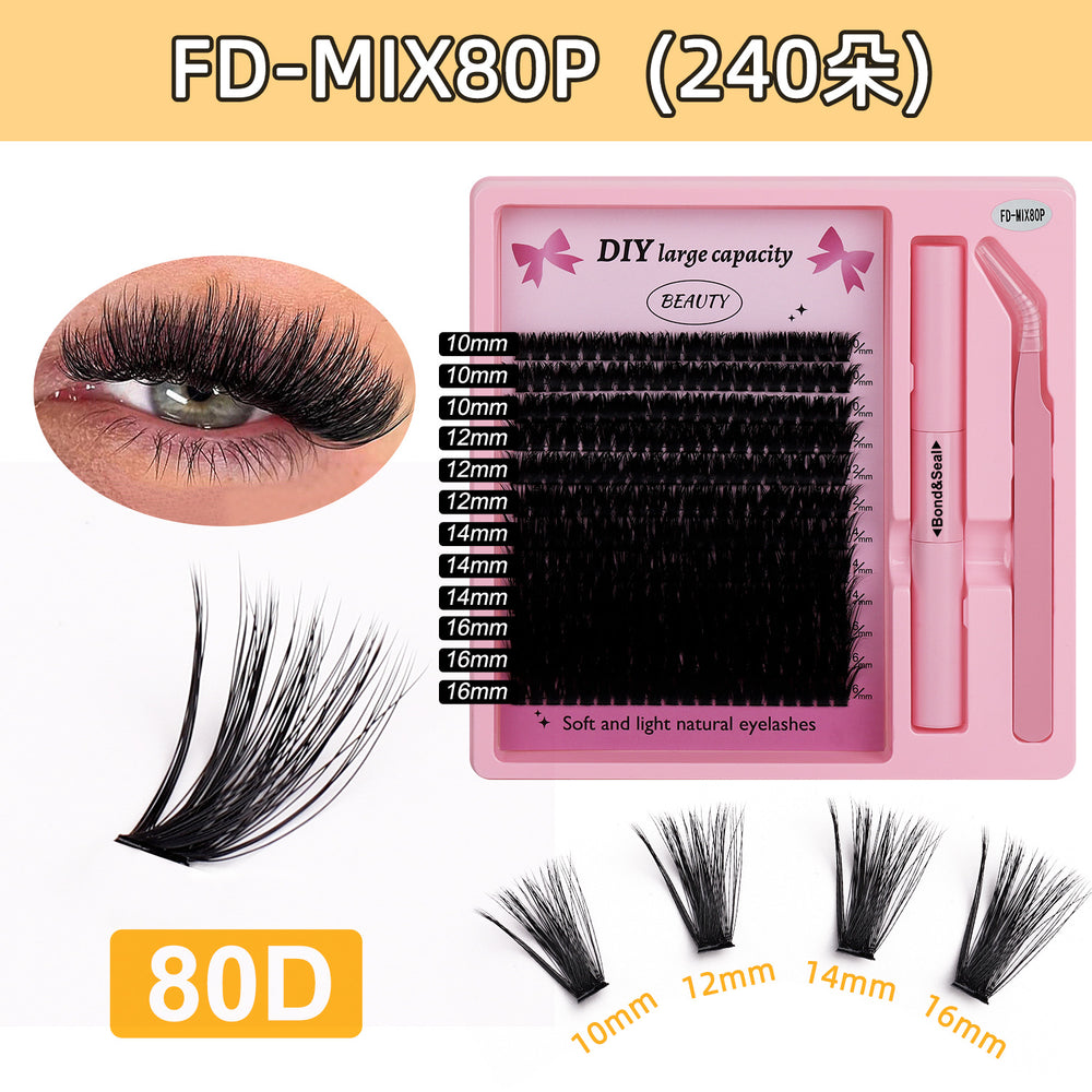 Carefully selected* cross-border eyelash book set 40p foreign trade segmented european and american thick extended false eyelashes lash cluster