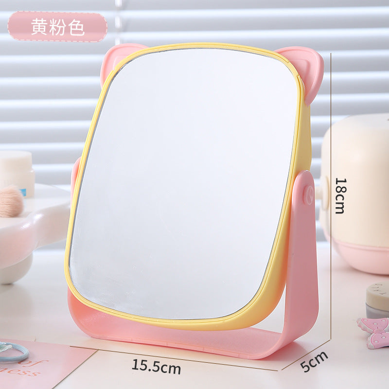 Desktop makeup mirror plastic storage box all-in-onefor home bear hug girls dormitory desktop dressing mirror home mirror