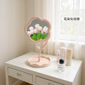 Floral makeup mirror - cute & chic desktop vanity mirror for girls, perfect for dorms, portable storage, and home use