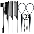 wholesale perm and dye hair sectioning comb eight-piece set stainless steel pointed tail comb non-slip high temperature resistant hair comb