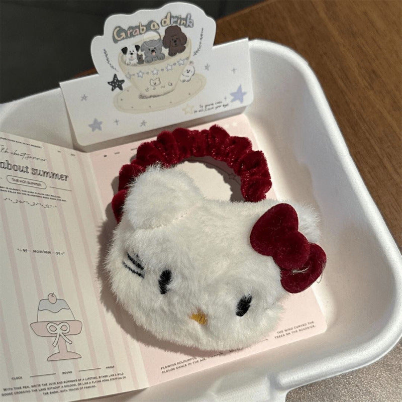 Autum new product cute red bow tie cat break clip hairpin sweetgirl side stuffed clip jewelry hair accessories