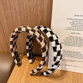 Houndstooth fabric headband for women easiest for match outing high skull hair press wide-brimmed hairpin headband popular 2024 new arrival