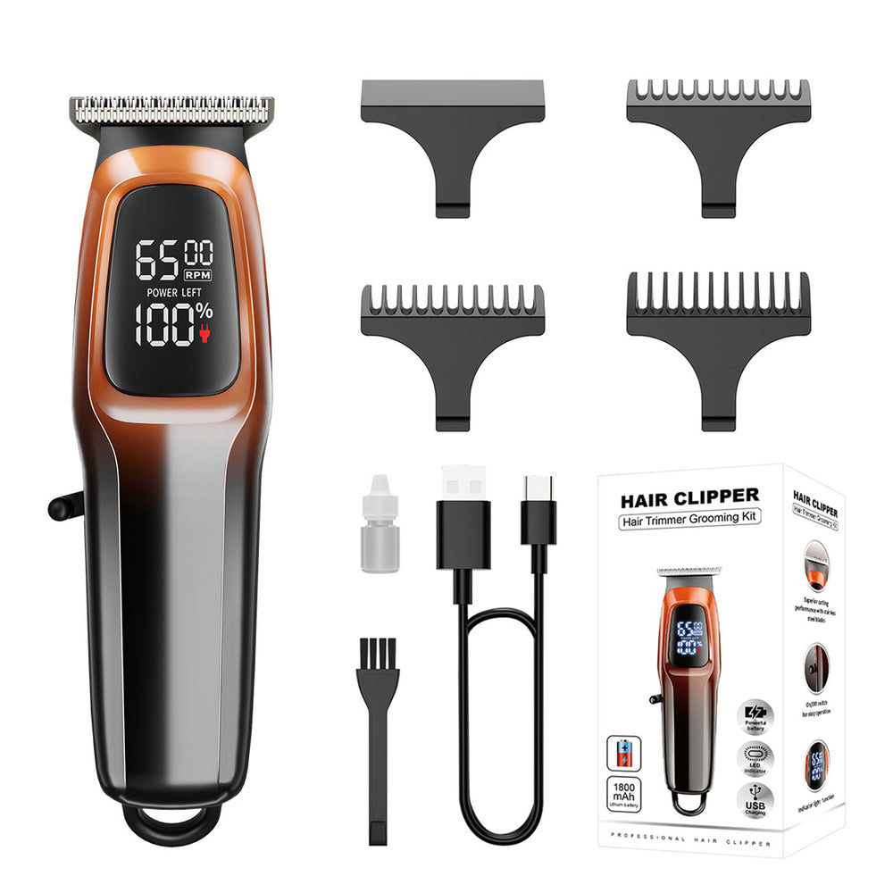 new product led digital display electric hair clipper hairdresser stainless steel washable brushed motor engraving household hair clipper