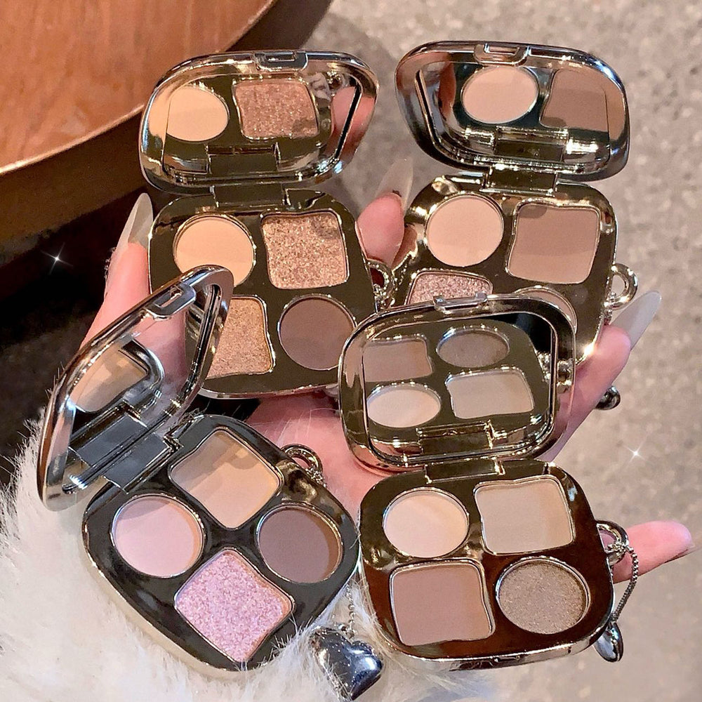 Kakashow light & shadow bear eyeshadow palette - 4 colors: shimmer, fine glitter, matte, waterproof, everyday earth tones