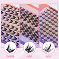 Segmented false eyelashes without glue, flat single cluster black stem, natural slender artificial fox style false eyelashes glue style