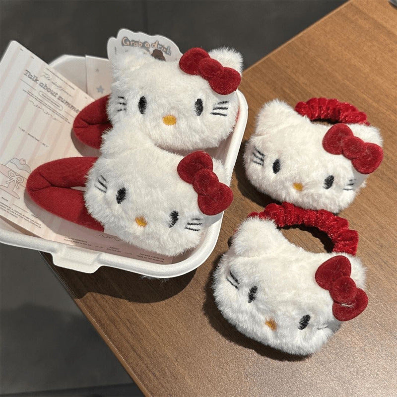 Autum new product cute red bow tie cat break clip hairpin sweetgirl side stuffed clip jewelry hair accessories