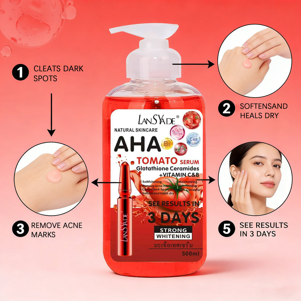 aha fruit acid tomato essence glutathione moisturizing, repairing, brightening and blackening essence 500ml