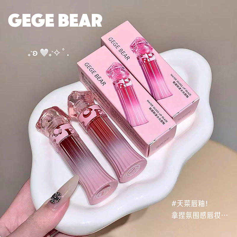 Gege bear charming pink water glossy lip glaze suit women's mirror glass dudu lips pseudo-natural white lipstick