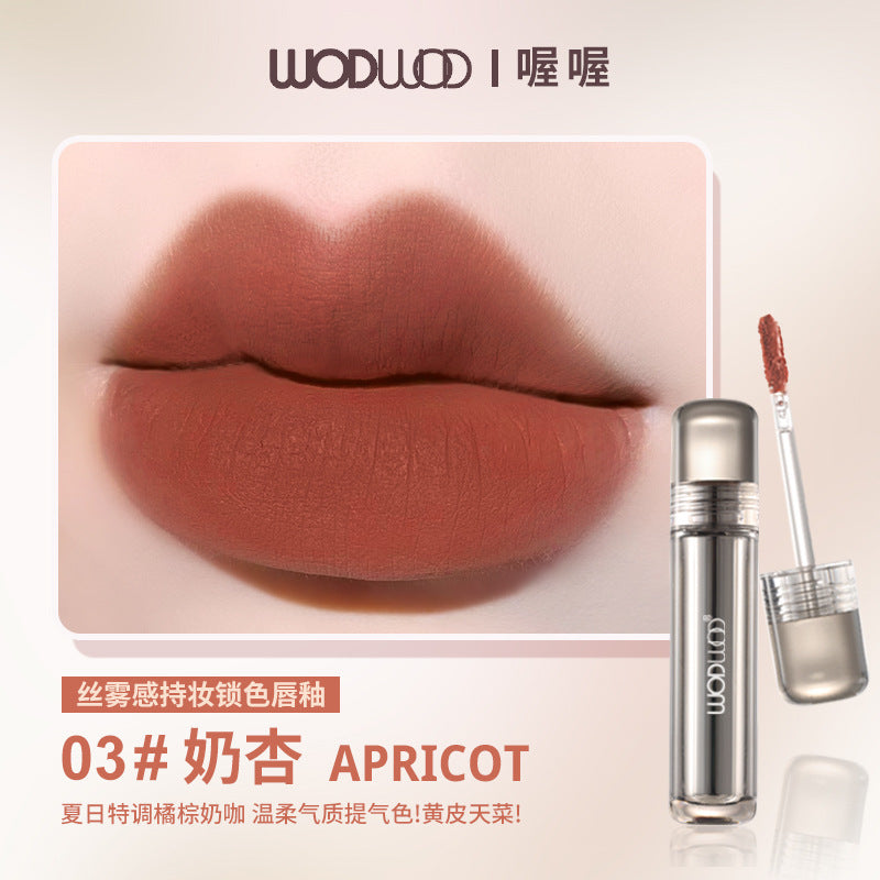 Wodwod silk mist long-lasting color-locking lip glaze - matte, waterproof, smudge-proof, everyday brightening lipstick