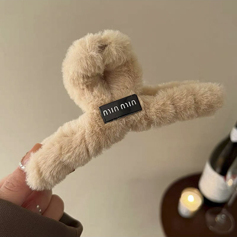 Maillard letter autumn and winter 13cm plush gripper for women 2024 new style back of head hair shark clip hairpin