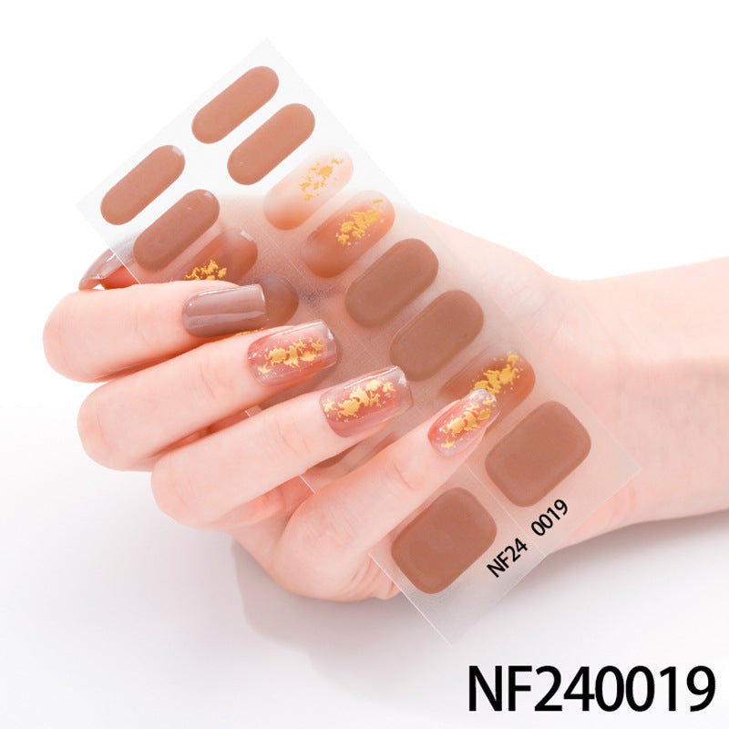 Zhengxiang factory customized gel nail stickers uv semi-cured nail polish glue hot stamping korean semi-cured nail art stickers wholesale