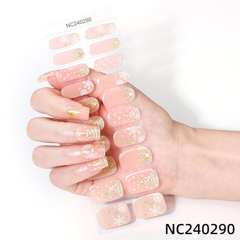 Zhengxiang christmas gel manicure stickers waterproof cross-border european and american uv semi-cured nail stickers christmas nail