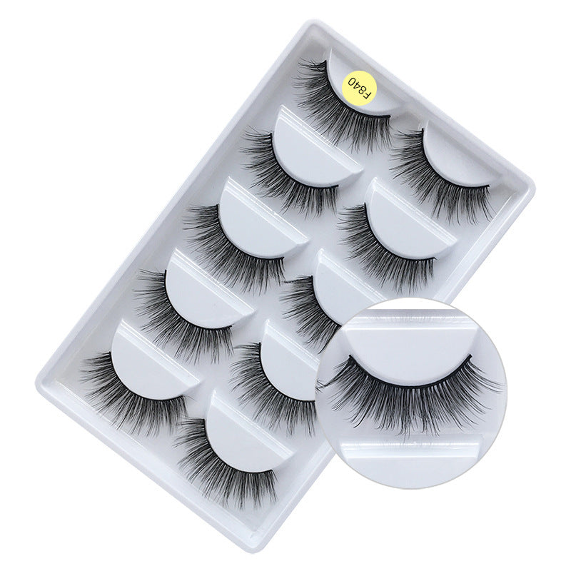Export fashion fake eyelashes nature slim 5 pairs pack imitation mink hair whole cluster artificial stage eyelashes one piece