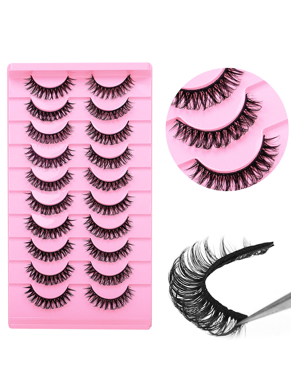 fashion style hard stem false eyelashes southeast asia 3d stereo natural half eye eyelashes flat factory wholesale