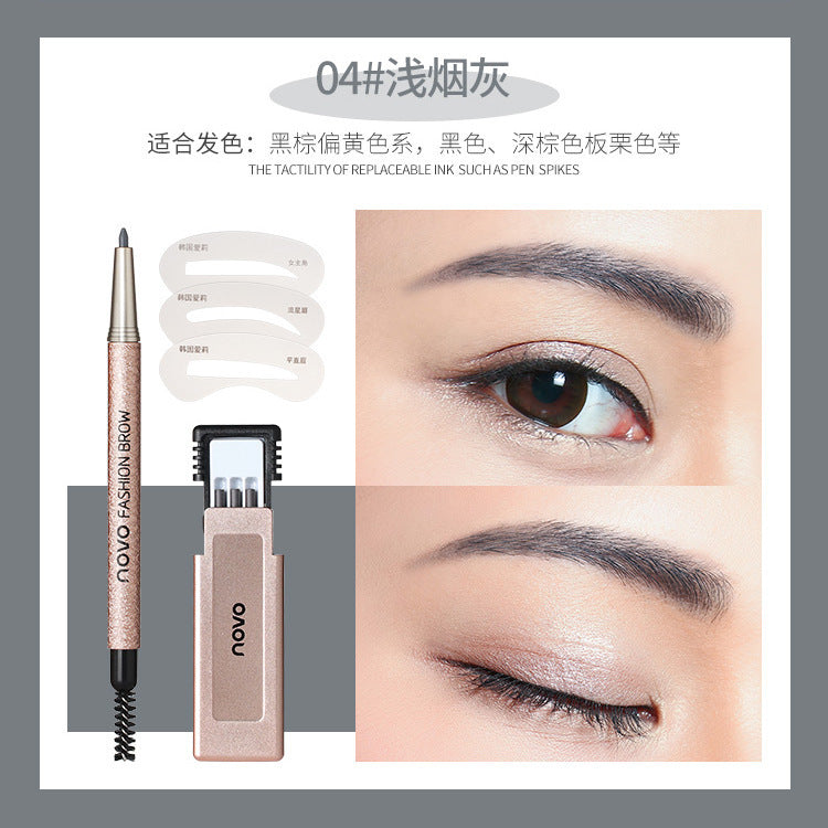 Novo precision sculpting automatic rotating eyebrow pencil - ultra-fine tip, long-lasting, waterproof, smudge-proof, dual-ended brow pen set