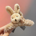 Cartoon rabbit clip high-end stuffed clip cute hair clip 2024 furry bear shark clip hair clip hair accessories