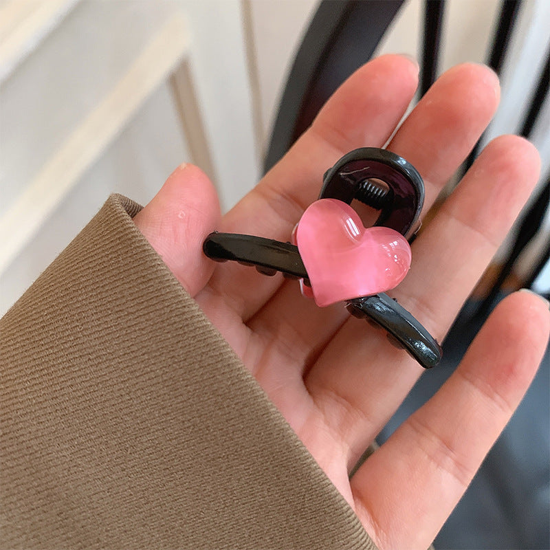 Acrylic casual heart small clip elegant bangs clip classy hair clip women's summer side clip headwear