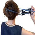 Korean minimalist denim bow claw clip for women, 2025 new style, back of head updo, high-end hair clip, shark clip hair accessory