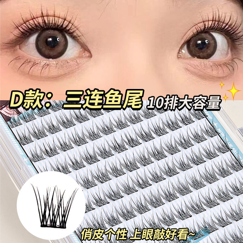 Jonbos self-adhesive glue-free false eyelashes for women, natural simulation, "born-with" style, 3-step application, high volume, individual cluster lashes