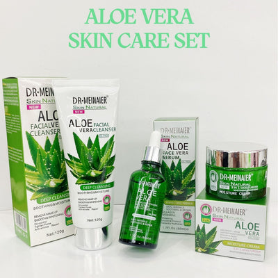 aloe vera facial skincare set - hydrating, moisturizing essence, nourishing repair cream, and toning lotion - wholesale