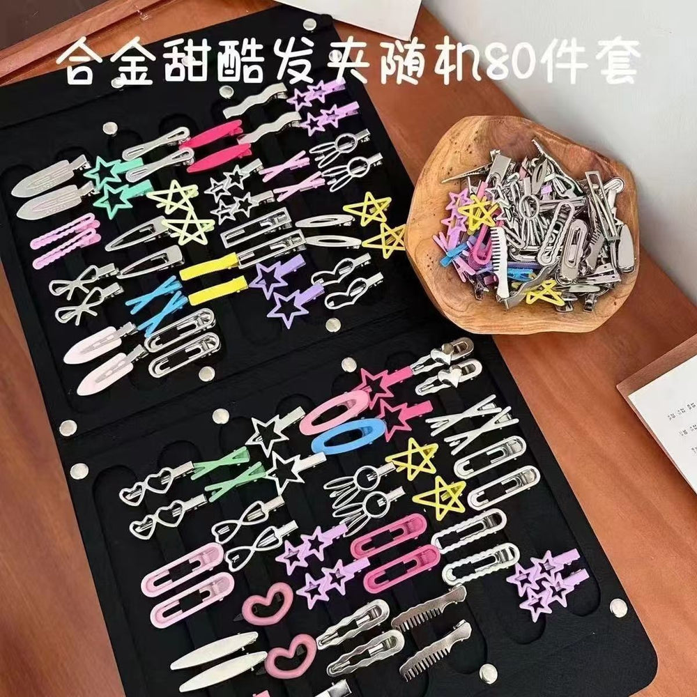 Cute custard bear series hair clip set - sweet & girly bang clips & high-elastic hair ties wholesale