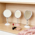 Luxury double-sided vanity mirror with pearl accents - elegant desktop makeup mirror for women, european style, magnifying, high-definition princess mirror