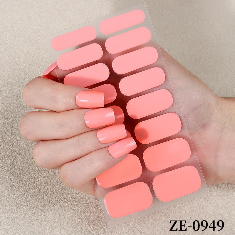 European and american new solid color nail art stickers, full cover nail polish film, designer logo stickers, candy iridescent sweet style