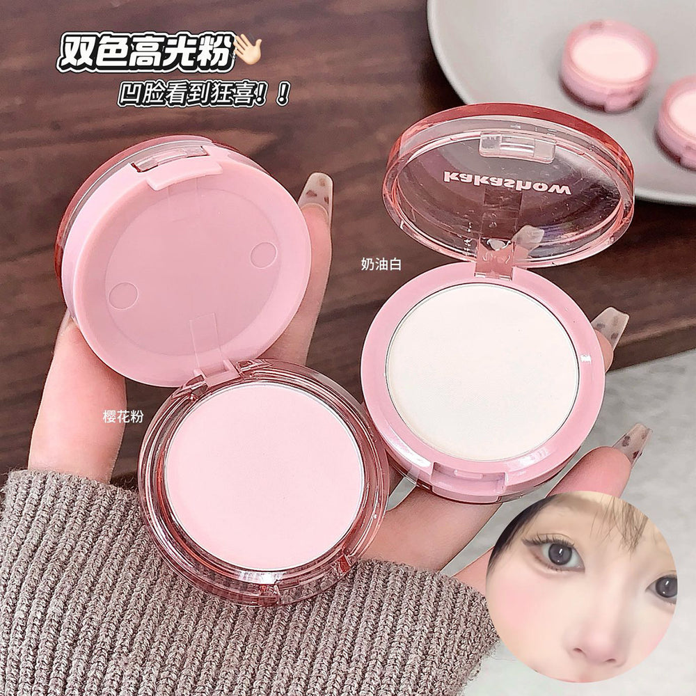 Kakashow double-layer matte highlighter powder - natural, sculpting, oil-control, setting, and brightening duo-chrome powder for women