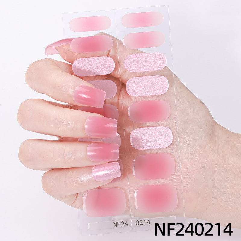 Zhengxiang custom gel nail art stickers waterproof uv light therapy nail polish film ins semi-cured nail stickers wholesale