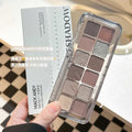 Mackandy 12-color eyeshadow palette - shimmer, matte, low-pigment korean-inspired pink, brown, and earth tones