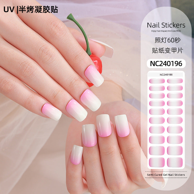 Zhengxiang custom gel nail art stickers french onion powder uv light hardening nail stickers semi-cured christmas wholesale