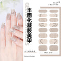 Zhengxiang customized gel manicure stickers gradient onion powder smudged ice transparent cross-border amazon french uv semi-baked nail stickers