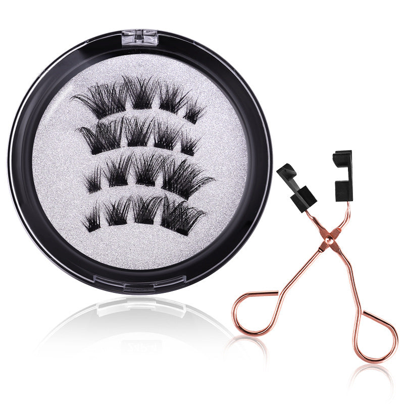 Magnetic false eyelashes - european & american style, four-clip set, glue-free, reusable, magnetic eyelashes