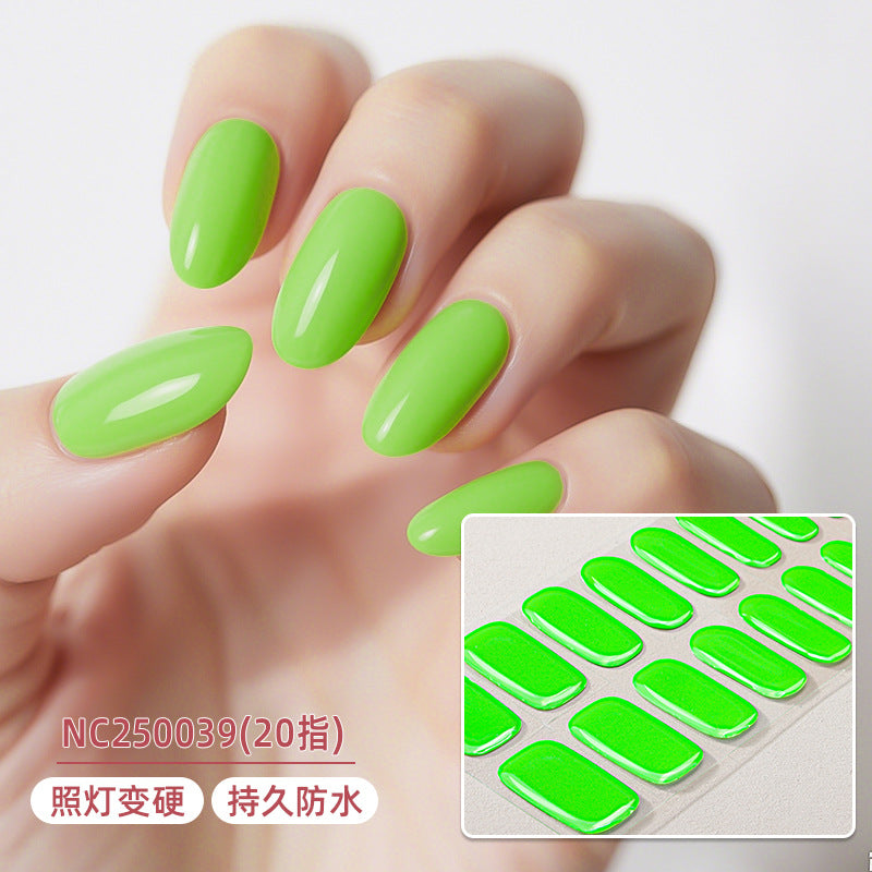 Zhengxiang custom gel nail stickers - waterproof, cross-border, european & american style, solid color nail art stickers, uv light curing, semi-cured nail stickers