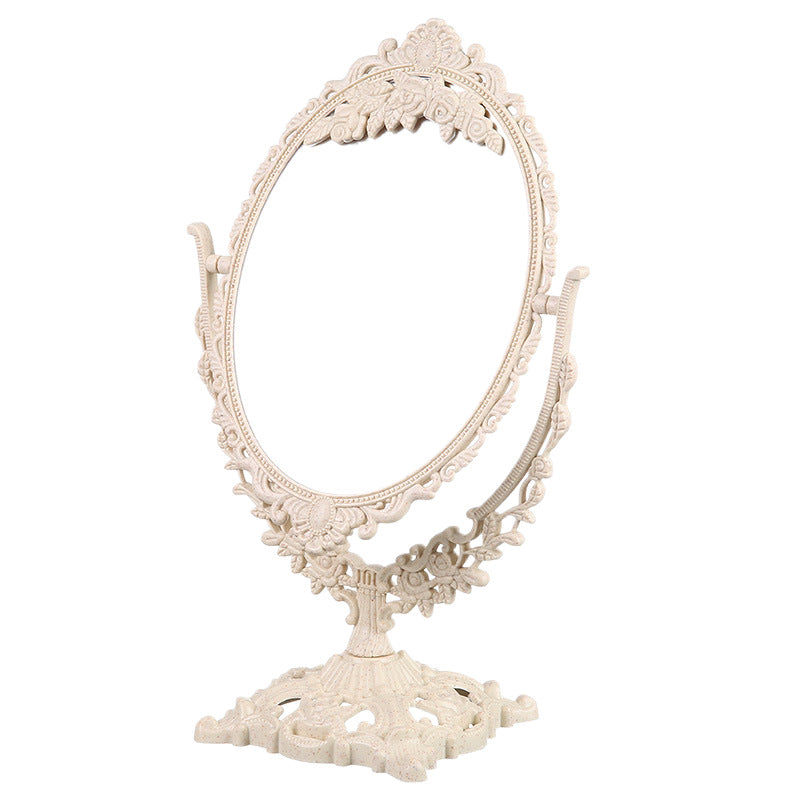 Cosmetic mirror desktop portable double-sided mirror student rotatable mirror european style plastic storage home mirror