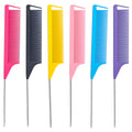 Manufacturer wholesale pointed tail comb hair pulling needle rubber band 4-piece set colorful hairdressing highlighting comb hair cutting comb hair extension steel needle comb