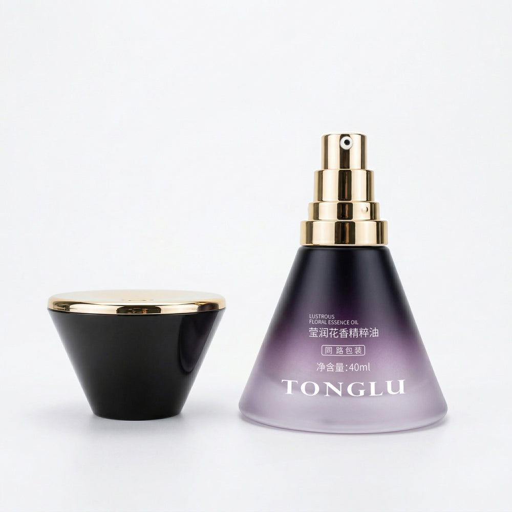 Ready-to-ship cosmetic glass bottle set packaging, including 120ml lotion glass bottles, 50g cream jars, and spray atomizer bottles