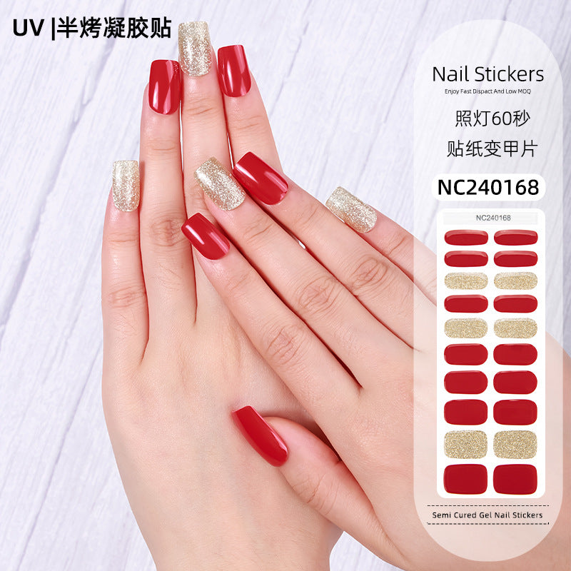 Zhengxiang personalized gel manicure stickers onion powder jumping color nail polish film uv lamp semi-baked semi-cured nail stickers wholesale