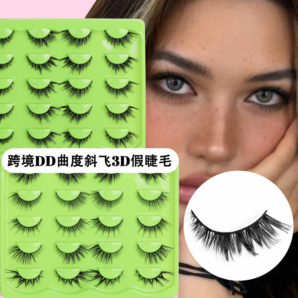 fox style false eyelashes glue style 10 pairs of fashion thick oblique flying stage makeup hard stem false eyelashes one piece
