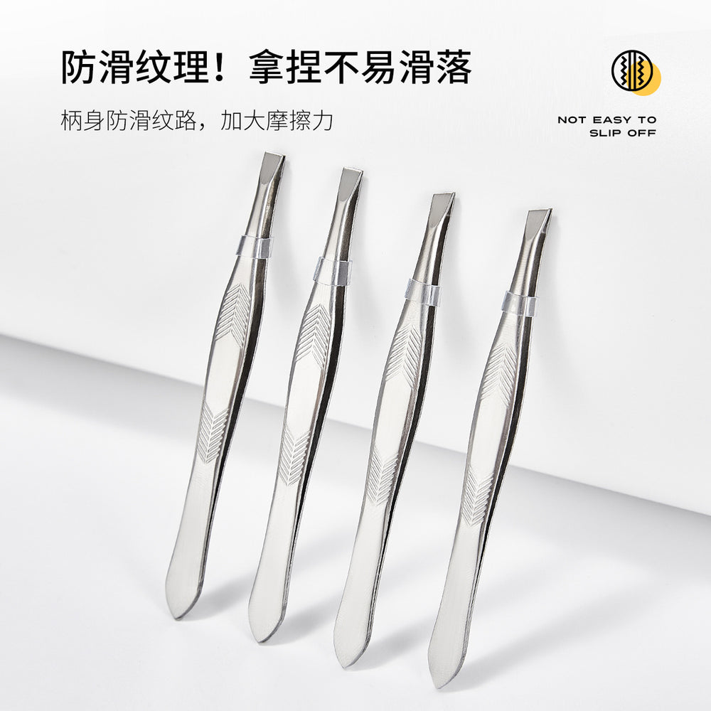 Jonbos stainless steel eyebrow tweezers - straight & slanted tip - eyebrow shaping, hair removal, false eyelash applicator, makeup tool