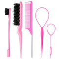 Amazon hair comb eyebrow brush two-color highlight comb three-row plastic hair comb pointed tail comb hair baking oil