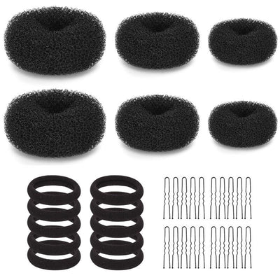 hot-selling ball head flower bud donut 36-piece set lazy hair accessories hair tie hair set