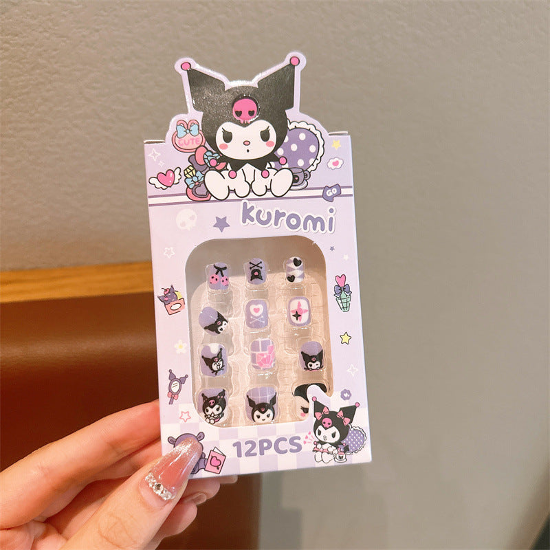 Kids' nail sticker set - cute princess designs, removable hard false nails, nail art for girls, adorable cartoon gifts for women