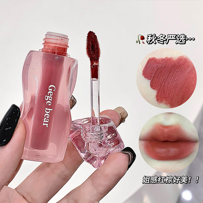 Gege bear velvet mist cream lip clay - matte, non-drying, everyday nude look, brightening lip glaze