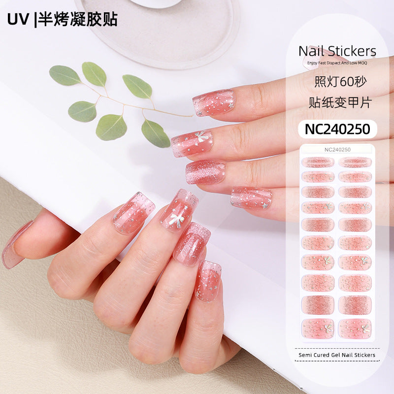 Zhengxiang personalized gel manicure stickers ins ice transparent phototherapy nails uv light nail stickers semi-cured manicure stickers gel