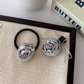 Casual leather rose flower hairpin k-style flower hair tie high ponytail hair rope side broken hair hairpin female headwear