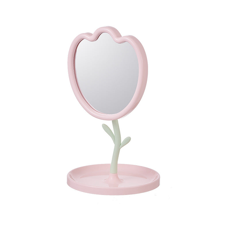 Tulip makeup mirror - desktop/standable mirror with jewelry storage - perfect for dorms, plastic home mirror, vanity mirror