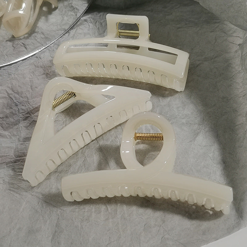 Fashionclassy off-white hair clip summereasiest for match back of head hair clip elegant shark clip hair clip